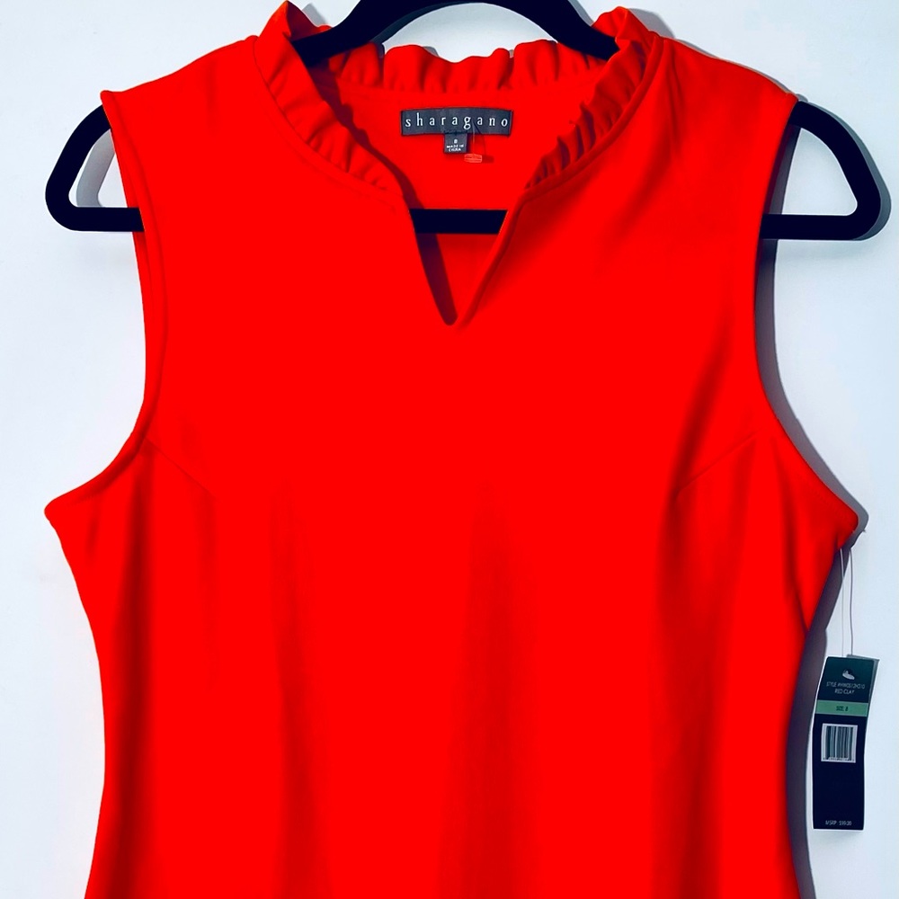 Sharagano NY hot orange (red clay)dress new size 8